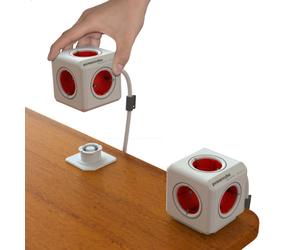 Multiconnettore PowerCube 5 connessioni 220v Presa di rete con 5 prese e prolunga 1.5m, colore bianco e rosso