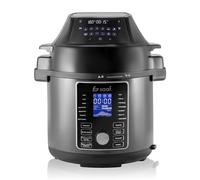 Multicooker con friggitrice ad aria compressa, set da 15 pezzi, 24 programmi automatici, pentola a cottura lenta, cuociriso, vaporiera, pentola a pressione - grigio Saaf