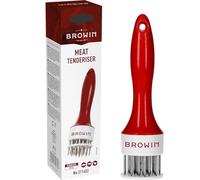 MultiDepot 311402-Tritacarne per ammorbidire, Preparazione di bistecche, Inossidabile Browin 311402 Tenderizer per Carne, Forma Rotonda, Acciaio Inox, Taglia: M, plastica, Bianco/Rosso