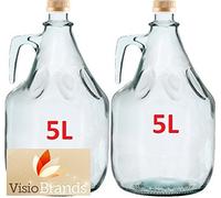 MultiDepot Set di 2 Damigiana Vetro Completo Vetro Bottiglia 5L BDG5Z