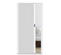 Multifold - Porta interna bianca alta 203,2 cm, telaio in alluminio, divisorio scorrevole personalizzato con serratura e maniglia 101,6 cm di larghezza per la separazione dello spazio