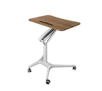 Multifunctal - Podio scolastico in legno con piede integrato, stabile e slish, ruote universali silenziose, in noce