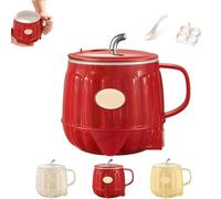 Multifunction Electric Heated Milk Cup,600ml 3-in-1 Mini Electric Heater Cup, Portable Stainless Steel Automatic Milk Warmer for Quick Meals and Beverages (red)