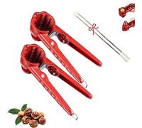 Multifunction Nutcracker with Non Slip Handel, 2026 New Nutcracker Tool, Nutcrackers Tool Heavy Duty Pecan Walnut, for All Nuts and Chestnuts (Red,2PCS)