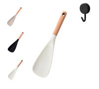 Multifunction Spatula Cooking Spoon, Multi Function Spatula Spoon with Wooden Handle, 2026 New 2 in 1 Silicone Heat Resistant Cooking Scoop (White,Small)
