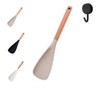 Multifunction Spatula Cooking Spoon, Multi Function Spatula Spoon with Wooden Handle, 2026 New 2 in 1 Silicone Heat Resistant Cooking Scoop (Khaki,Large)