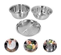 Multifunctional 201 Stainless Steel Grater Basin 3 In 1 Grater Strainer with Drain Basket Salad Maker Bowl