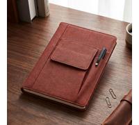Multifunctional A5 Business Notebook PU Leather Cover Journal (Red) | Copertina in PU retrò resistente all'usura beige 80g carta adatta agli occhi per riunioni in ufficio pianificazione regali