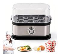 Multifunctional Egg Steamer with Clear Lid, Compact Household Electric Egg Poacher, 6 Eggs Boiler, 304 Stainless Steel, Auto Shutoff, Detachable Parts, for Soft Medium Hard Boiled Eggs