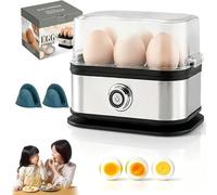 Multifunctional Egg Steamer with Clear Lid, Smart Egg Cooker with Auto Shut, Automatic Stainless Steel Boiled Eggs Poacher Steamer, Rapid Egg Cooker 6 Eggs Capacity, Hard Medium Soft Boiled (1pc)