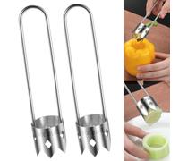 Multifunctional Fruit And Vegetable Core Remover, Stainless Steel Bell Pepper Seed Corers Fruite Corer, Vegetable Corers Tool Cutter Pepper Seed Remover Tool for Kitchen Gadget (Style-A, 2pcs)