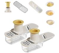 Multifunctional Garlic Grinder,2pcs Mini Slicer That Can Grind, 3 In 1 Ginger Garlic Grinder, Easy Grip Handheld Chopper with Container,Shredding,for Home & Restaurant-White||2pcs