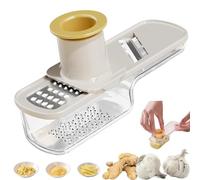 Multifunctional Garlic Grinder, Garlic Slicer Super Thin, with Mincing, Slicing, Grinding, Durable Stainless Steel, Built-in Hand Guard Design, for Cuting Ginger, Garlics (White,1pcs)