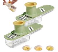 Multifunctional Garlic Grinder & Mandoline Slicer, 2026 New Mini Garlic Slicer, 3 in 1 Ginger Garlics Grater, Easy Slicing and Grinding, Shredding, for Home, Restaurant (Green*2)