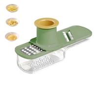 Multifunctional Garlic Grinder & Mandoline Slicer, 3 In 1 Garlic Slicer Super Thin with Hand Guard, Easy To Use and Clean for Kitchen, Onion, Safe Food Slicered (Green)
