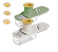 Multifunctional Garlic Grinder & Mandoline Slicer, 3 In 1 Garlic Slicer Super Thin with Hand Guard, Easy To Use and Clean for Kitchen, Onion, Safe Food Slicered (White and Green)