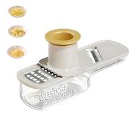 Multifunctional Garlic Grinder & Mandoline Slicer, 3 In 1 Garlic Slicer Super Thin with Hand Guard, Easy To Use and Clean for Kitchen, Onion, Safe Food Slicered (White)