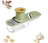 Multifunctional Garlic Grinder & Mandoline Slicer, Mini Garlic Slicer Thin, Vegetable Cutter with Container, Functional Mandoline Slicers with Container (Green)