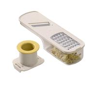 Multifunctional Garlic Grinder,Multifunctional 3 in 1 Ginger Garlic Grinder, Handheld Garlic Slicer with Container,Vegetable Cutter with Container for Grating and Slicing (1PCS-White)