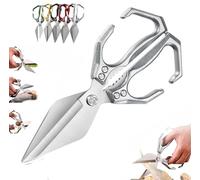 Multifunctional Heavy-Duty Kitchen Shears, 2 in 1 Heavy Duty Stainless Steel Poultry Shears, Ergonomic Cutting Roots Duck, Fish＆Slicing Walnuts Bones (Sliver)