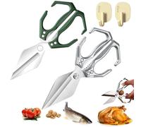 Multifunctional Heavy-Duty Kitchen Shears, 2 in 1 Kitchen Scissors All Purpose with Walnut Cracker, Japanese Cooking Shearss for Food, Ergonomic Handle for Cutting Meat (A+E)