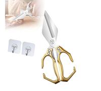 Multifunctional Heavy-Duty Kitchen Shears, 2 in 1 Kitchen Scissors, Poultry Scissors Heavy Duty Cut Bone, for Chicken Meat Seafood Bone Cutting Fish & Slicing Walnuts (Gold)