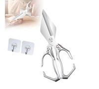 Multifunctional Heavy-Duty Kitchen Shears, 2 in 1 Kitchen Scissors, Poultry Scissors Heavy Duty Cut Bone, for Chicken Meat Seafood Bone Cutting Fish ＆ Slicing Walnuts (Silver)
