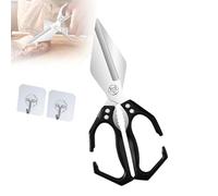 Multifunctional Heavy-Duty Kitchen Shears, 2 in 1 Kitchen Scissors, Poultry Scissors Heavy Duty Cut Bone, for Chicken Meat Seafood Bone Cutting Fish ＆ Slicing Walnuts (Black)