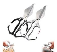 Multifunctional Heavy-Duty Kitchen Shears, 2 In 1 Kitchen Scissors, Scissors All Purpose, for Chicken Thighs Bone In, Meat, Seafood, Bone Cutting (Black Silver (2pcs))