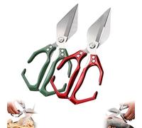 Multifunctional Heavy-Duty Kitchen Shears, 2 In 1 Kitchen Scissors, Scissors All Purpose, for Chicken Thighs Bone In, Meat, Seafood, Bone Cutting (Red Green (2pcs))