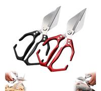 Multifunctional Heavy-Duty Kitchen Shears, 2 In 1 Kitchen Scissors, Scissors All Purpose, for Chicken Thighs Bone In, Meat, Seafood, Bone Cutting (Black Red (2pcs))