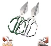 Multifunctional Heavy-Duty Kitchen Shears, 2 In 1 Kitchen Scissors, Scissors All Purpose, for Chicken Thighs Bone In, Meat, Seafood, Bone Cutting (Sliver Green(2pcs))