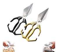 Multifunctional Heavy-Duty Kitchen Shears, 2 In 1 Kitchen Scissors, Scissors All Purpose, for Chicken Thighs Bone In, Meat, Seafood, Bone Cutting (Black Gold (2pcs))