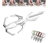 Multifunctional Heavy-Duty Kitchen Shears, Heavy Duty Kitchen Scissors for Food with Ergonomic Handle, Stainless Steel Meat Scissors for Meat, Poultry, Seafood, and Food Prep (Silver)