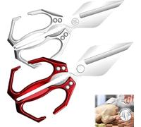 Multifunctional Heavy-Duty Kitchen Shears, Heavy Duty Kitchen Scissors for Food with Ergonomic Handle, High-Carbon Steel Culinary Shears for Meat, Vegetables and Nuts (Red+silver)