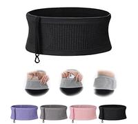 Multifunctional Knit Breathable Concealed Waist Bag, Large Capacity Adjustable Running Belt (Large,Black)