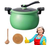 Multifunctional Large Capacity Non-stick Pressure Cooker, Micro Pressure Cooker 8 L, Visible Transparent Glass Cover, Anti-Scalding Handle, as Stove/Open Fire Cooker Universal Stew Pot (Green)