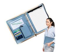 Multifunctional Leather Folder - Large Capacity Zippered Document Bag, Handheld PU Briefcase | Includes A4 Notepad Binder Organizer, Unisex Professional Design For Office Business Meetings T