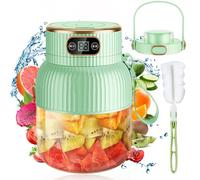 Multifunctional Portable Juicer Cup With Digital Display, 3 in 1 Personal Juice Cup Blender Rechargeable with Direct Drinking Lid, Smoothie Blender on the Go, for Gym/Travel/Kitchen (Green,600ml)