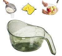 Multifunctional Rice Strainer with Fine Holes and Handle, 2-in-1 Rice Strainer,Fruit and Vegetable Washing Bowl, Kitchen Drainage Basket Funnel with Side Drainers for Soaking,Washing,Rinsing
