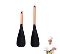 Multifunctional Spatula Cooking Spoon, Multifunctional Silicone Cooking Scoop Spoon, for Cooking Heat Resistant Utensils and Nonstick Cookwares, Scooping & Serving So Much Easier (Black,Large+Small)