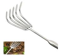 Multifunctional Stainless Steel Garden Planting Rake, Small Stainless Steel Garden Rake Heavy Duty, Hand RakeGarden Tool for Cultivating, Loosening (5-tooth harrow)