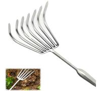 Multifunctional Stainless Steel Garden Planting Rake, Small Stainless Steel Garden Rake Heavy Duty, Hand RakeGarden Tool for Cultivating, Loosening (7-tooth harrow)