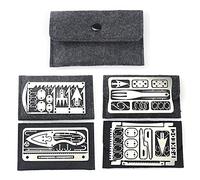 Multifunctional Survival Card, 4Pcs Stainless Steel Multifunction Fishing Camping Survival Card, A 17-Tool Survival Kit with Knife That Fits in Your Wallet
