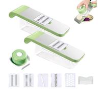 Multifunctional Vegetable Cutter, Adjustable Vegetable Cutter with 5 Different Stainless Steel Blades, Mandoline Slicer for Kitchen, Home Essentials (2PC)