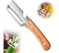 Multifunctional Vegetable Peeler for Kitchen, 2-in-1 Stainless Steel Sharp Fruit & Veggie Peeler with Bottle Opener, Paring Knife with Wooden Ergonomic Handle, Kitchen Tool for Apple Potato Pumpkin