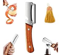 Multifunctional Vegetable Peeler for Kitchen - Ultra Sharp Stainless Steel Potato Peeler with Ergonomic Wooden Handle & Bottle Opener, 2-in-1 Easy Peelers for Carrot, Fruit, veggie & apple (1Pcs)