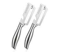 Multifunctional Vegetable Peeler Knife, 3 In 1 Handheld Peeling and Garnishing Set, Zero Snag Steel Peelers & Graters for Kitchen, Glide Edge Shredder for Potatoes Carrot Cucumber(Stainless -2pcs)