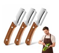 Multifunctional Vegetable Peeler, Stainless Steel Vegetable Peeler for Kitchen with Wooden Handle & Bottle Opener, Heavy Duty Fruit Apple Potato Peelers, Ergonomic Grip (3PCS)