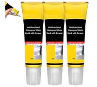 Multifunctional Waterproof White Caulk with Scraper,Stronger Adhesion Caulking Sealant for Kitchen/Bathroom,Sink Caulking Sealant,White Caulking Silicone Waterproof,Quick-Drying Shrink Crack Proof (3)